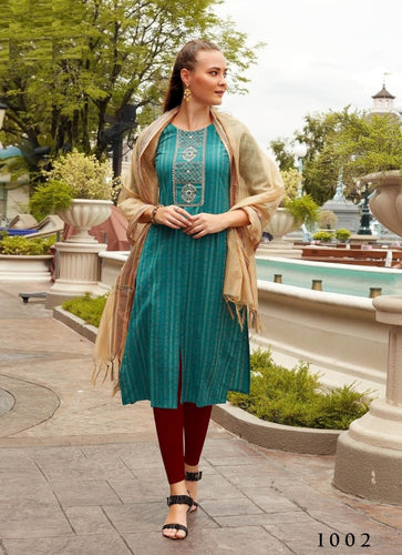 Aqua Georgette Indian Ethnic kurti with dupata