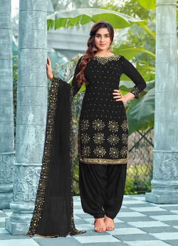 Black Georgette Indian women's salwar kameez with dupatta ready to wear