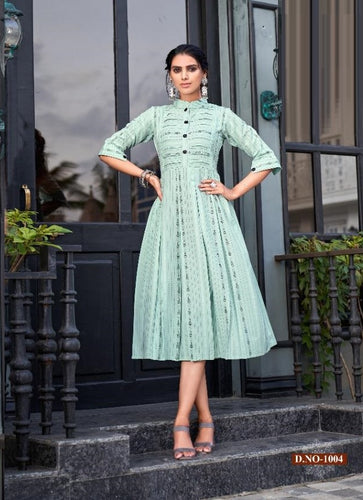 Aqua Georgette Indian Ethnic kurti with dupata