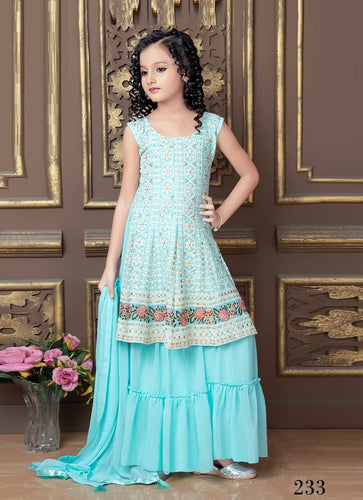 Aqua Georgette Indian women's salwar kameez with dupatta ready to wear