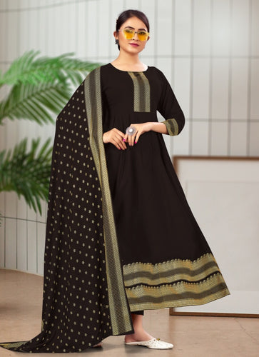 Black Georgette Indian Ethnic kurti with dupata