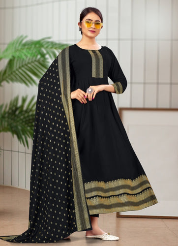 Black Georgette Indian Ethnic kurti with dupata