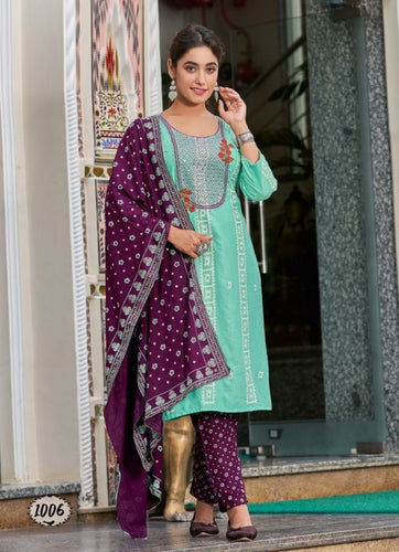 Aqua Georgette Indian women's salwar kameez with dupatta ready to wear