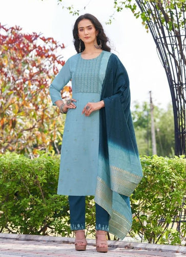 Aqua Georgette Indian women's salwar kameez with dupatta ready to wear