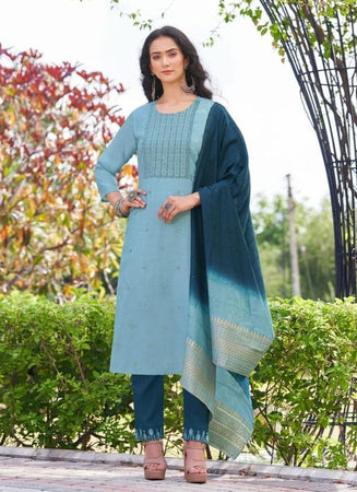 Aqua Georgette Indian women's salwar kameez with dupatta ready to wear