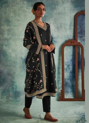 Black Georgette Indian women's salwar kameez with dupatta ready to wear