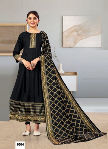 Black Georgette Indian Ethnic kurti with dupata