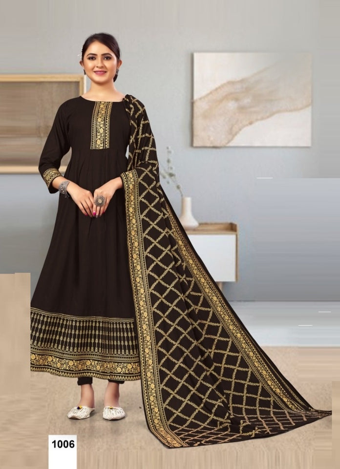 Black Georgette Indian Ethnic kurti with dupata