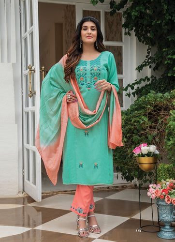Aqua Georgette Indian women's salwar kameez with dupatta ready to wear
