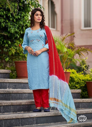 Aqua Georgette Indian women's salwar kameez with dupatta ready to wear
