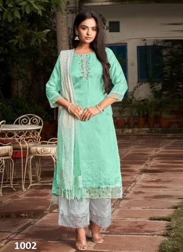 Aqua Georgette Indian women's salwar kameez with dupatta ready to wear