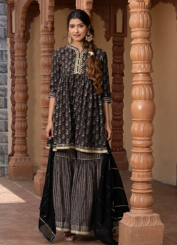 Black Georgette Indian women's salwar kameez with dupatta ready to wear