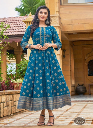 Aqua Georgette Indian Ethnic kurti with dupata