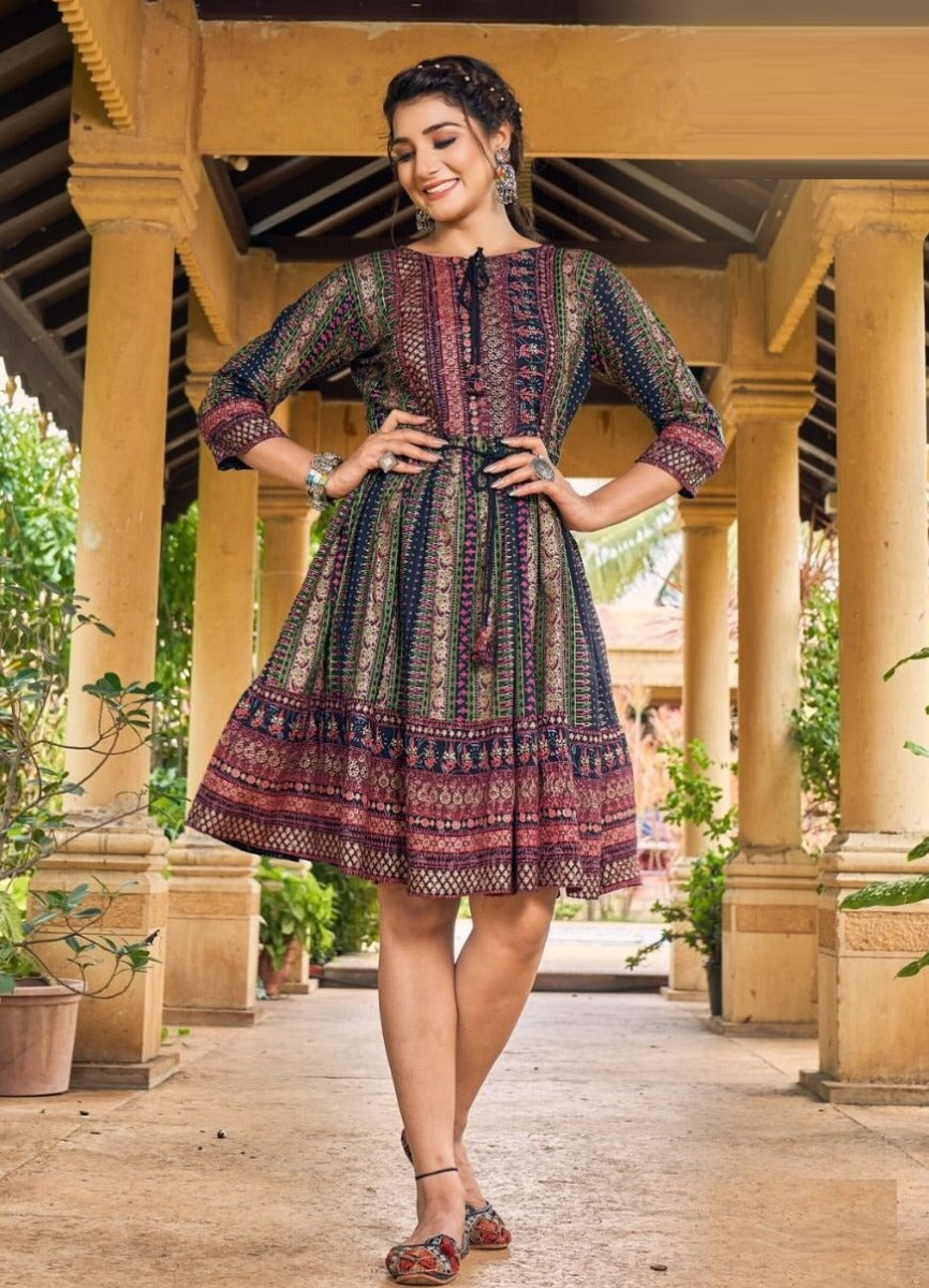 Black Georgette Indian Ethnic kurti with dupata