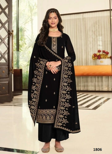 Black Georgette Indian women's salwar kameez with dupatta ready to wear