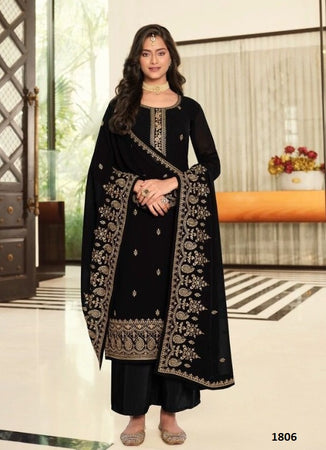 Black Georgette Indian women's salwar kameez with dupatta ready to wear