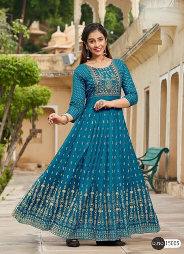 Aqua Georgette Indian Ethnic kurti with dupata
