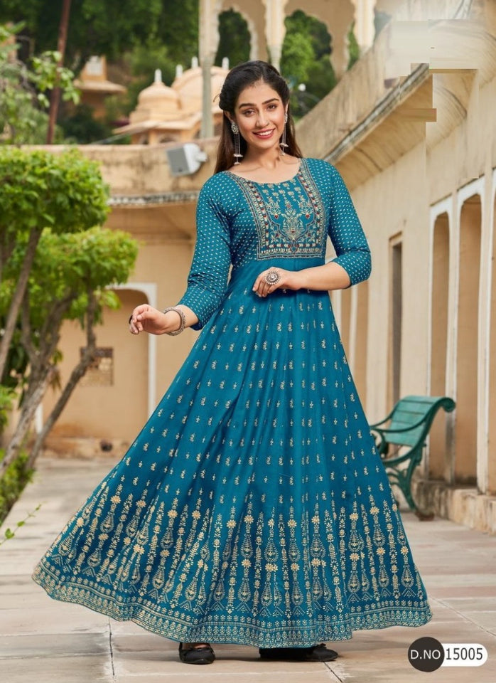 Aqua Georgette Indian Ethnic kurti with dupata