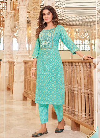 Aqua Georgette Indian Ethnic kurti with dupata