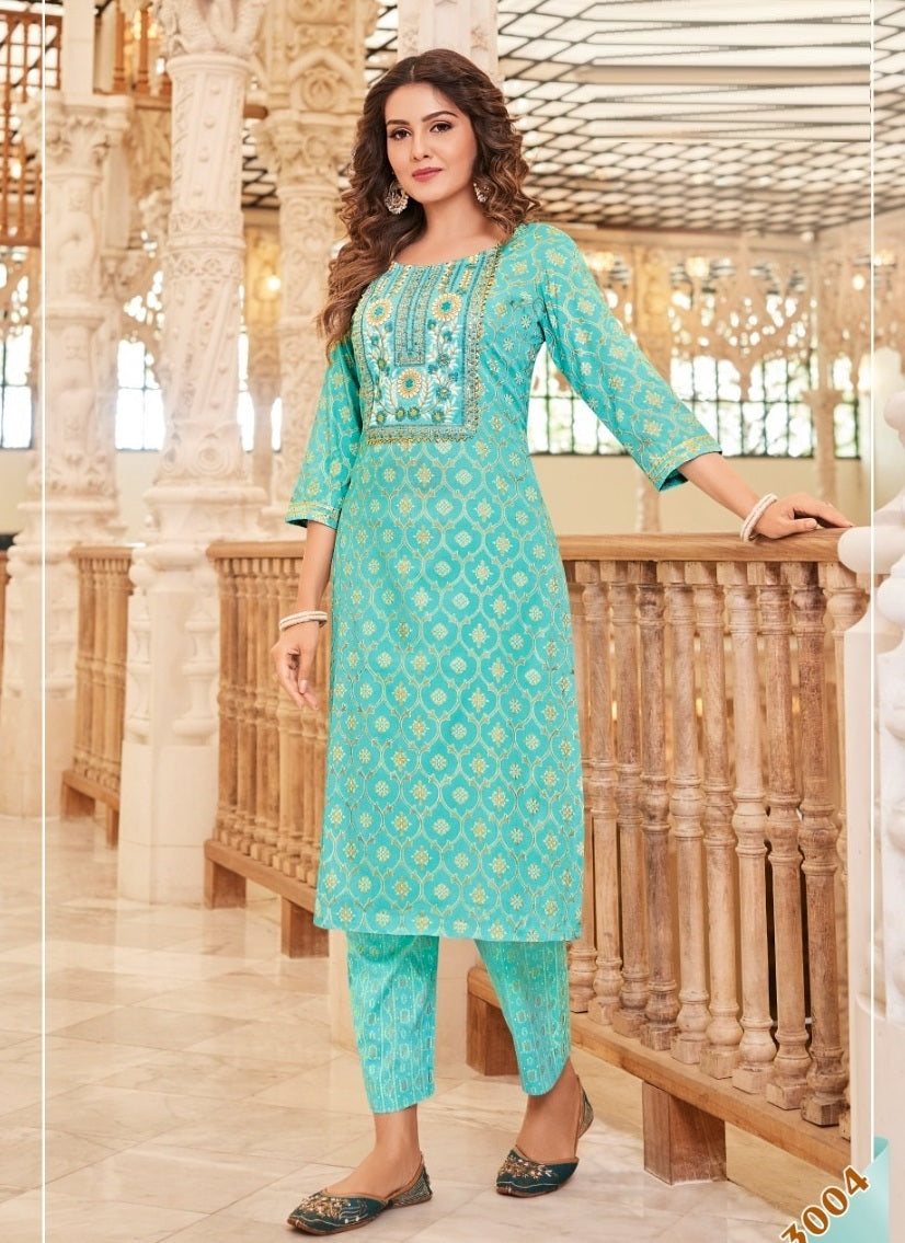 Aqua Georgette Indian Ethnic kurti with dupata