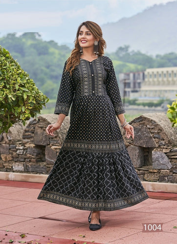 Black Georgette Indian Ethnic kurti with dupata