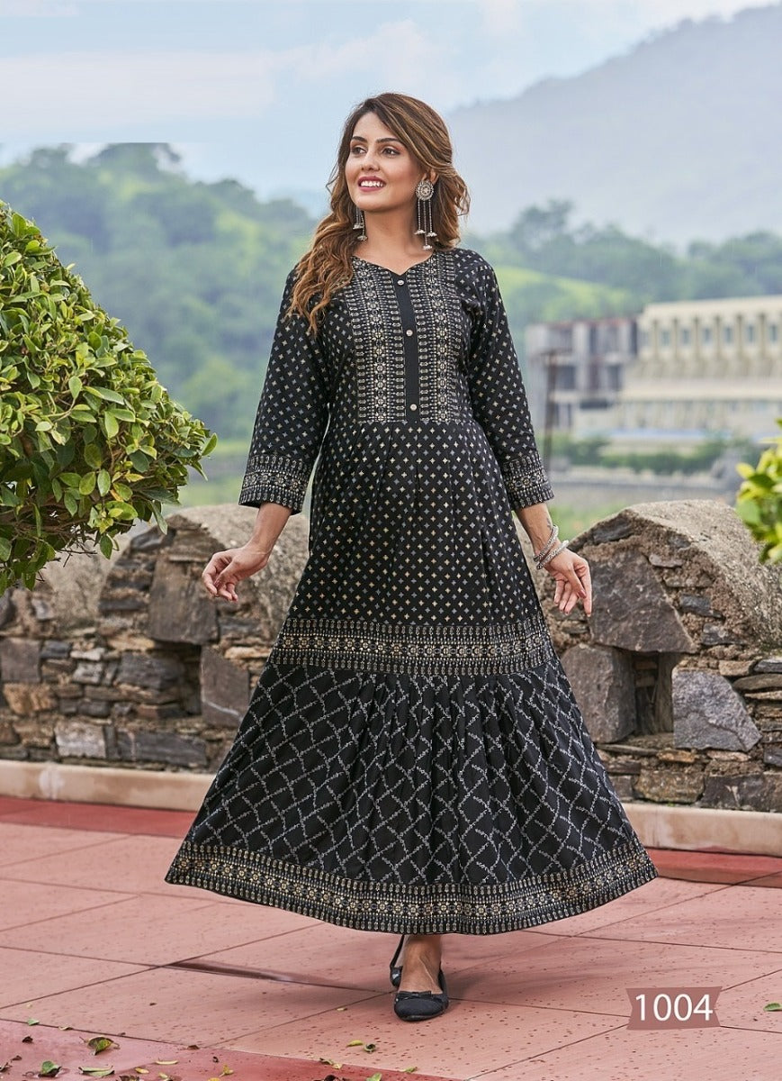 Black Georgette Indian Ethnic kurti with dupata