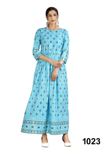 Aqua Georgette Indian Ethnic kurti with dupata