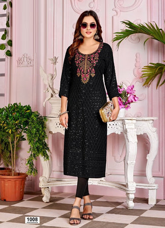 Black Georgette Indian Ethnic kurti with dupata