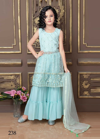 Aqua Georgette Indian women's salwar kameez with dupatta ready to wear