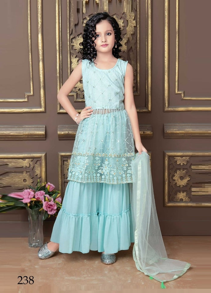 Aqua Georgette Indian women's salwar kameez with dupatta ready to wear
