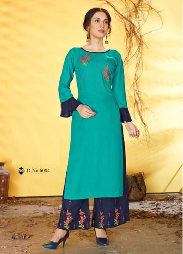 Aqua Georgette Indian Ethnic kurti with dupata