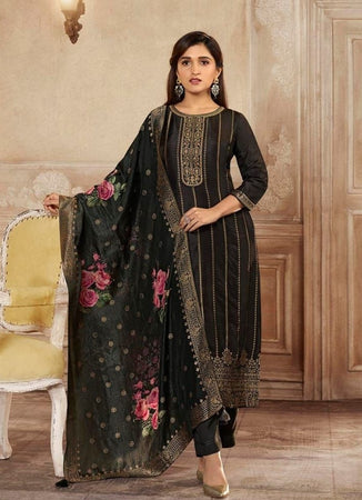 Black Georgette Indian women's salwar kameez with dupatta ready to wear