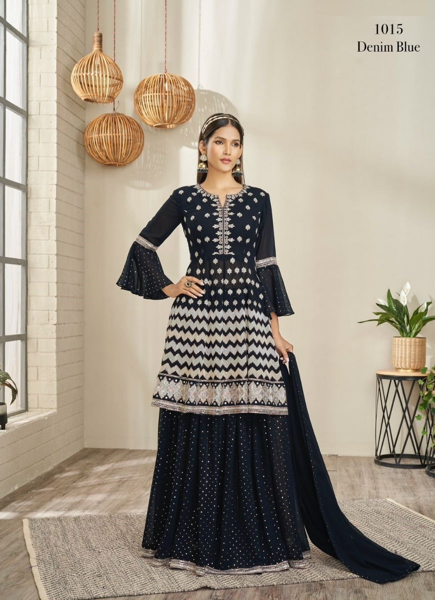 Black Georgette Indian women's salwar kameez with dupatta ready to wear
