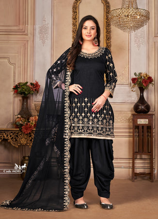 Black Georgette Indian women's salwar kameez with dupatta ready to wear