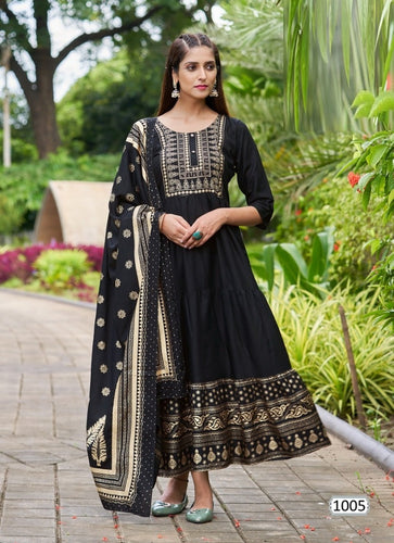 Black Georgette Indian Ethnic kurti with dupata