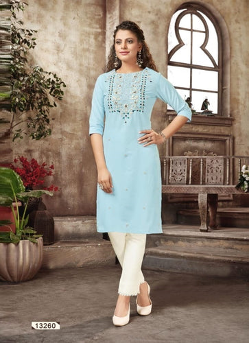 Aqua Georgette Indian Ethnic kurti with dupata