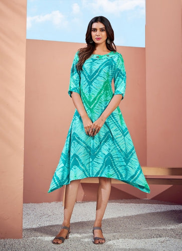 Aqua Georgette Indian Ethnic kurti with dupata