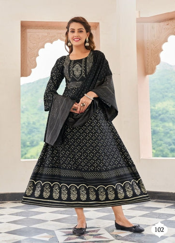 Black Georgette Indian Ethnic kurti with dupata