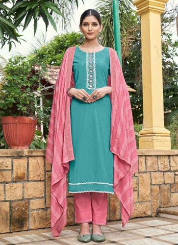 Aqua Georgette Indian women's salwar kameez with dupatta ready to wear