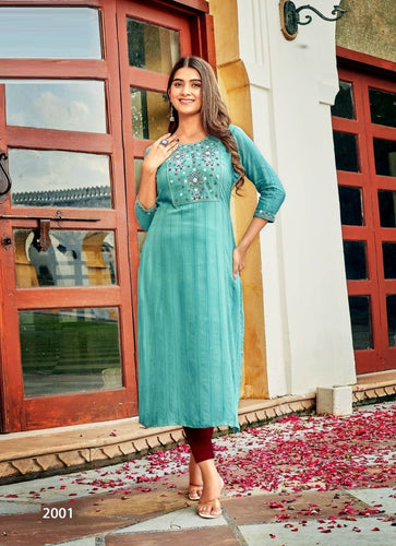 Aqua Georgette Indian Ethnic kurti with dupata