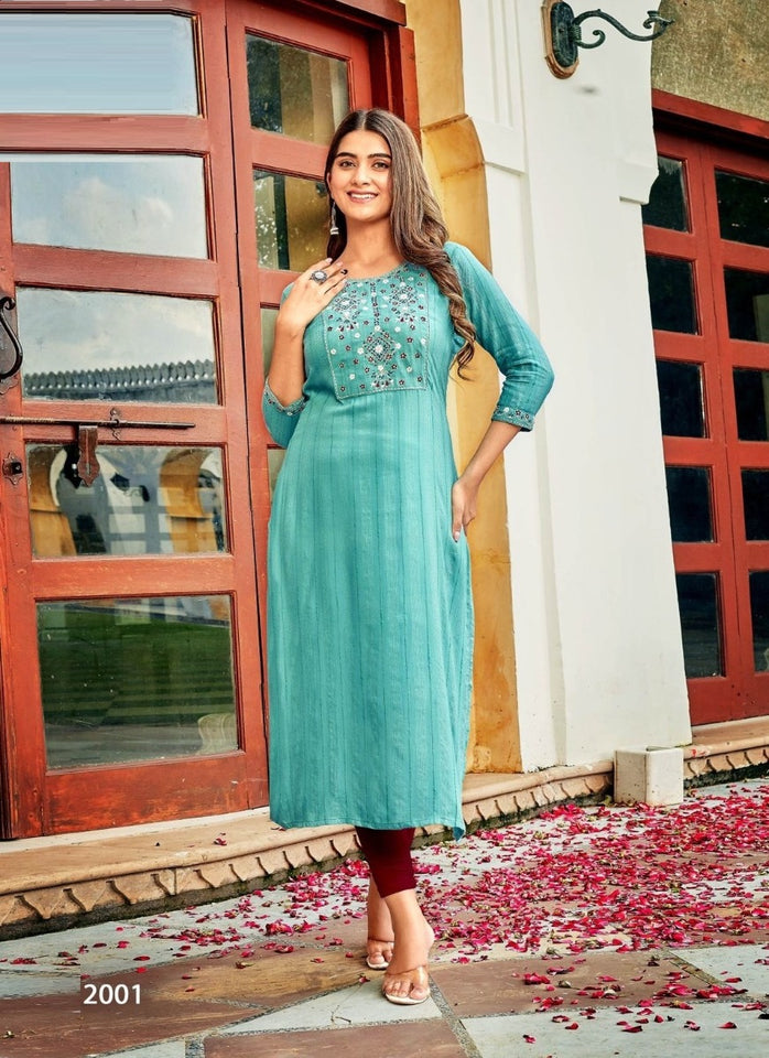 Aqua Georgette Indian Ethnic kurti with dupata