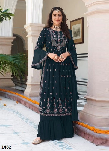 Black Georgette Indian women's salwar kameez with dupatta ready to wear