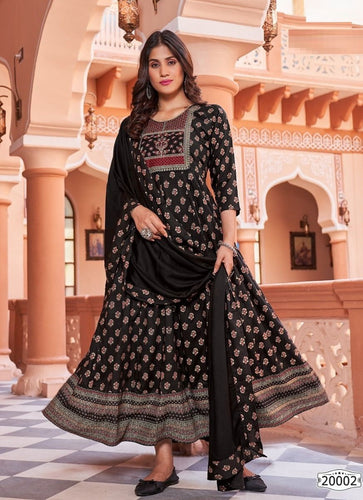 Black Georgette Indian Ethnic kurti with dupata
