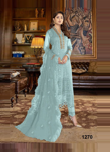 Aqua Georgette Indian women's salwar kameez with dupatta ready to wear