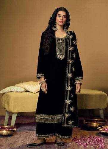 Black Georgette Indian women's salwar kameez with dupatta ready to wear