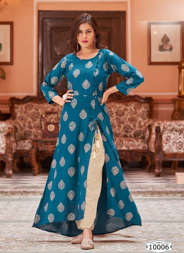 Aqua Georgette Indian Ethnic kurti with dupata