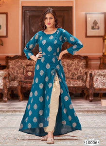 Aqua Georgette Indian Ethnic kurti with dupata