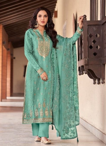 Aqua Georgette Indian women's salwar kameez with dupatta ready to wear