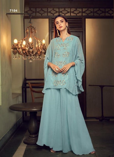 Aqua Georgette Indian Ethnic kurti with dupata