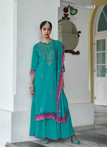 Aqua Georgette Indian women's salwar kameez with dupatta ready to wear